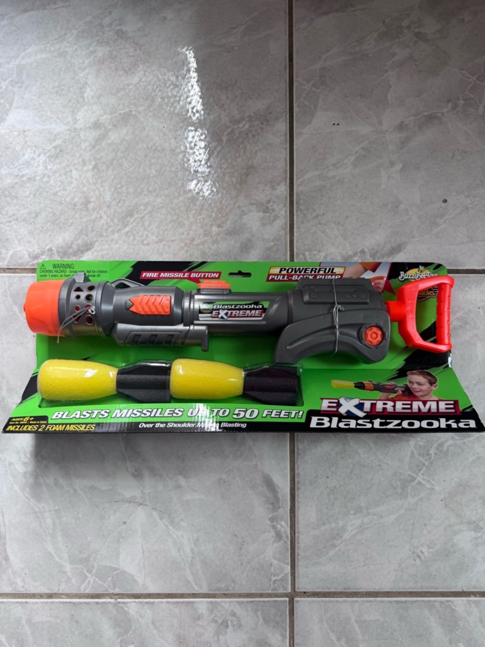 Blastzooka Kids Foam Rocket Launcher - Gray & Orange
